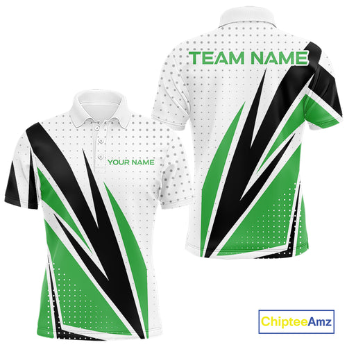 Black, White and Green Golf polo shirts For Mens custom mens golf top, unique golf gifts NQS10010
