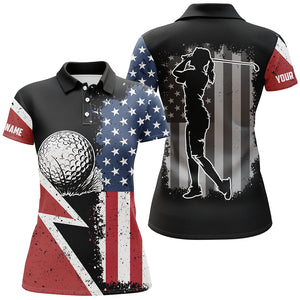 Vintage American Flag Women golf polo shirt custom patriotic team golf shirts, best women golf wears NQS7901