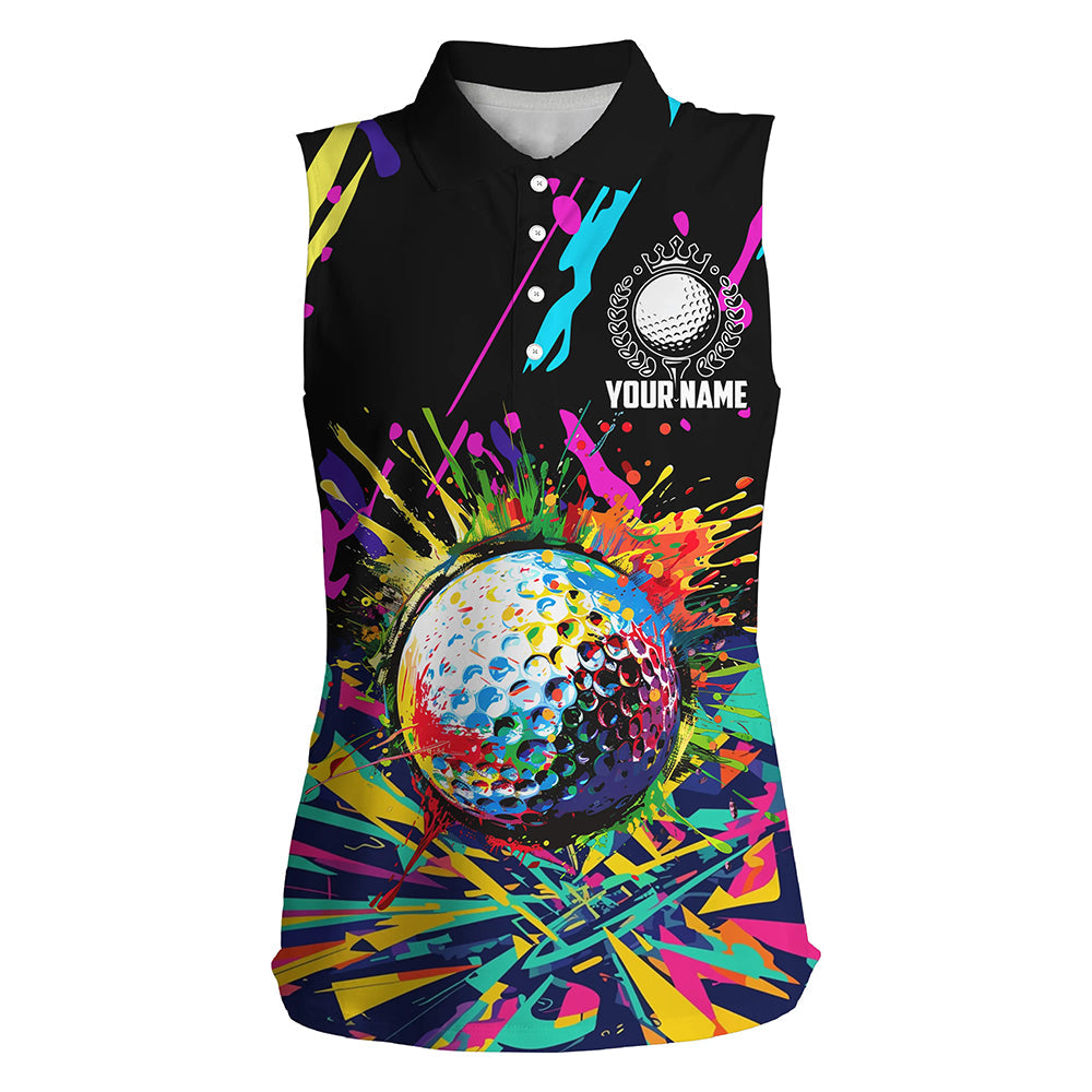 Colorful golf ball jerseys Women sleeveless golf polo shirt custom team golf shirt, girls golf clothes NQS7904