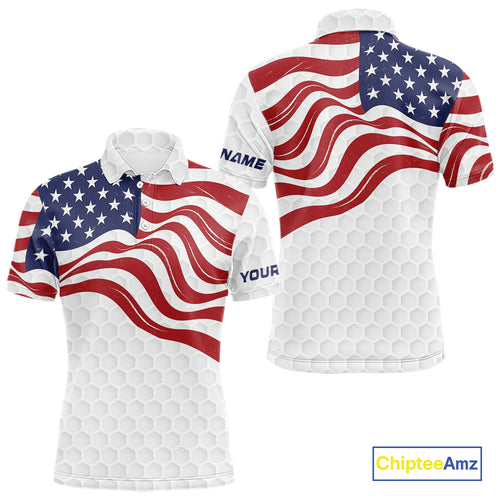 Red, White and Blue American Flag Men golf polo shirts custom men's patriotic golf apparel NQS10169