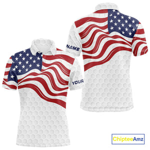 Red, White and Blue American Flag Men golf polo shirts custom men's patriotic golf apparel NQS10169