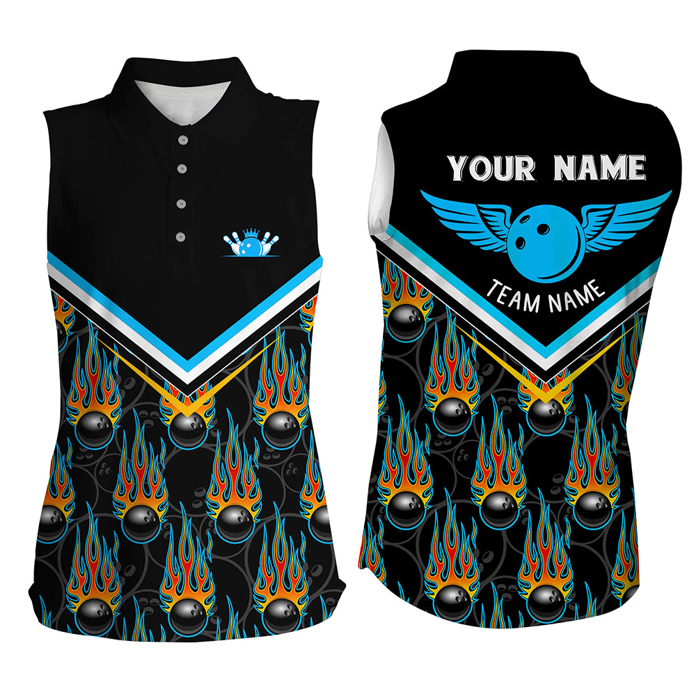 Custom sleeveless bowling shirt for women – personalized team jersey front view