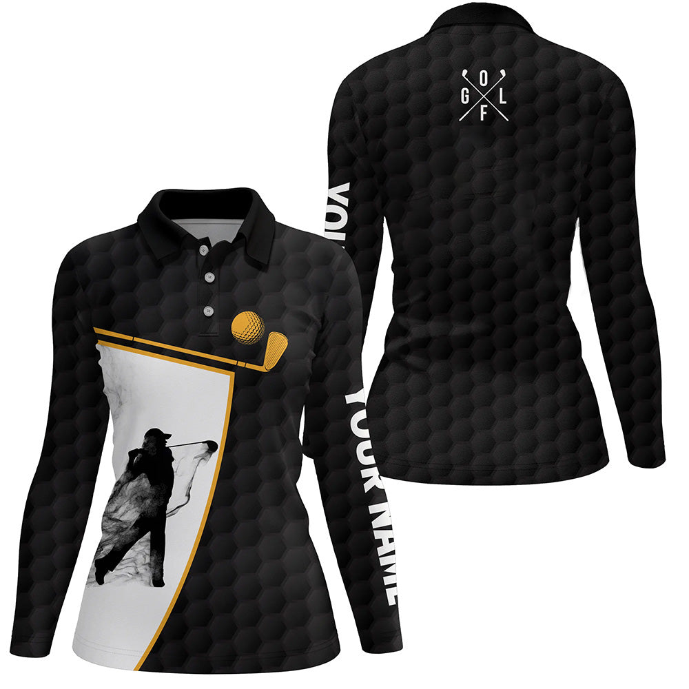 Black and white Womens golf polo shirts custom golf ball shirts for women ladies golf top NQS6213