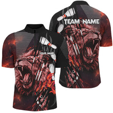 Load image into Gallery viewer, Black and Red Lion Custom Men Bowling Polo, 1/4 Zip Shirts Bowling League Shirts Team Jerseys Outfits NQS8789