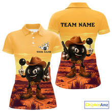 Load image into Gallery viewer, Funny Bowling Cowboy gun desert Womens Bowling Polo, 1/4 Zip Shirts Custom Funny bowling team jerseys NQS11127