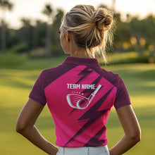Load image into Gallery viewer, Women golf polo shirts pink lightning custom name and team name golf shirt, golfing gifts NQS9428