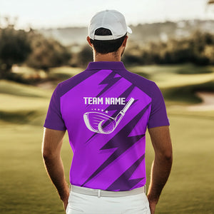 Men golf polo shirts purple lightning custom name and team name golf shirt, golfing gifts NQS9429