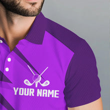 Load image into Gallery viewer, Men golf polo shirts purple lightning custom name and team name golf shirt, golfing gifts NQS9429