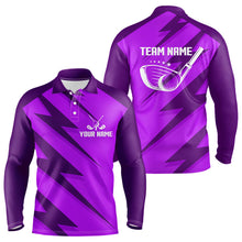 Load image into Gallery viewer, Men golf polo shirts purple lightning custom name and team name golf shirt, golfing gifts NQS9429