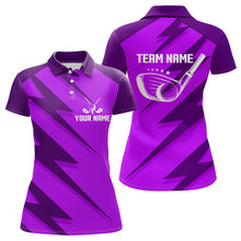 Load image into Gallery viewer, Women golf polo shirts purple lightning custom name and team name golf shirt, golfing gifts NQS9429