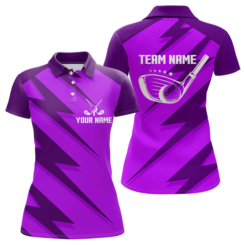 Women golf polo shirts purple lightning custom name and team name golf shirt, golfing gifts NQS9429