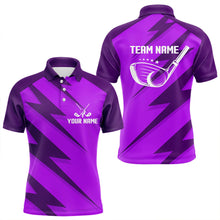 Load image into Gallery viewer, Men golf polo shirts purple lightning custom name and team name golf shirt, golfing gifts NQS9429