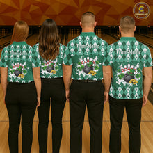 Load image into Gallery viewer, Argyle pattern St Patrick Green Bowling Polo, 1/4 zip shirts for Women Custom team bowling jerseys NQS11535