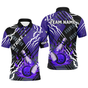 Black And Purple Strike Mens Bowling polo, quarter zip shirts Custom Bowling Jerseys For Bowlers NQS7675