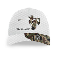 Load image into Gallery viewer, White Golfer hat custom name camo pattern golf hats for mens, gifts for golfers NQS8118