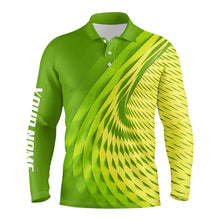 Load image into Gallery viewer, Mens golf polo shirts custom green pattern sport male golf attire for men, personalized golf gifts NQS8120