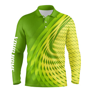 Mens golf polo shirts custom green pattern sport male golf attire for men, personalized golf gifts NQS8120