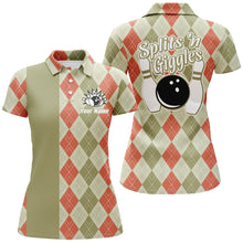 Load image into Gallery viewer, Splits &#39;n Giggles Women Bowling polo, 1/4 zip Shirt Personalized argyle pattern retro bowling Jerseys NQS9030