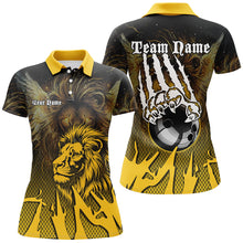 Load image into Gallery viewer, Black and Yellow Lion Bowling Polo, Quarter Zip Shirts For Women Custom Team Lion Bowling Jerseys NQS9034