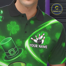 Load image into Gallery viewer, Green shamrock pattern Funny Bowling Shirts For Men Custom St Patrick&#39;s Day Lucky Team Bowling Jersey NQS11133
