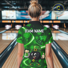 Load image into Gallery viewer, Green shamrock pattern Funny Bowling Shirts For Women Custom St Patrick Day Lucky Team Bowling Jersey NQS11133