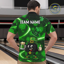 Load image into Gallery viewer, Green shamrock pattern Funny Bowling Shirts For Men Custom St Patrick&#39;s Day Lucky Team Bowling Jersey NQS11133