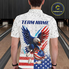 Load image into Gallery viewer, Grunge American Flag Eagle Bowling Polo, 1/4 Zip Shirt For Men Custom patriotic Team Bowling jerseys NQS11327