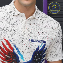 Load image into Gallery viewer, Grunge American Flag Eagle Bowling Polo, 1/4 Zip Shirt For Men Custom patriotic Team Bowling jerseys NQS11327