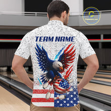 Load image into Gallery viewer, Grunge American Flag Eagle Bowling Polo, 1/4 Zip Shirt For Men Custom patriotic Team Bowling jerseys NQS11327