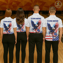 Load image into Gallery viewer, Grunge American Flag Eagle Bowling Polo, 1/4 Zip Shirt For Men Custom patriotic Team Bowling jerseys NQS11327