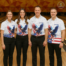 Load image into Gallery viewer, Grunge American Flag Eagle Bowling Polo, 1/4 Zip Shirt For Men Custom patriotic Team Bowling jerseys NQS11327