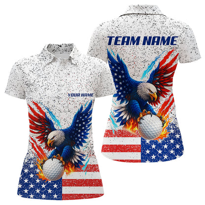 Grunge American Flag Eagle Golf Polo Shirt For Women Custom patriotic Team Golf Attire NQS11328