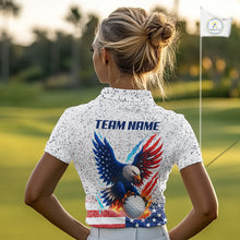 Load image into Gallery viewer, Grunge American Flag Eagle Golf Polo Shirt For Women Custom patriotic Team Golf Attire NQS11328