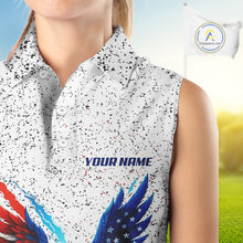 Load image into Gallery viewer, Grunge American Flag Eagle Women Sleeveless polo shirt Custom patriotic Team Golf Attire NQS11328