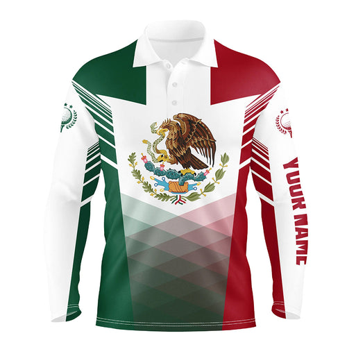 Mexican Flag Mens golf polo shirts custom Mexico golf outfit men, unique golf shirts for men NQS7356