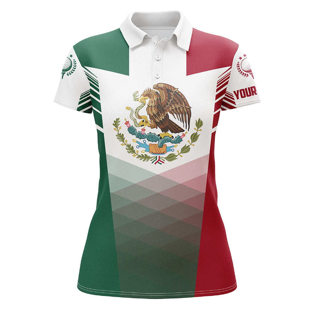 Mexican Flag Womens golf polo shirts custom Mexico golf outfit women, unique ladies golf apparel NQS7356