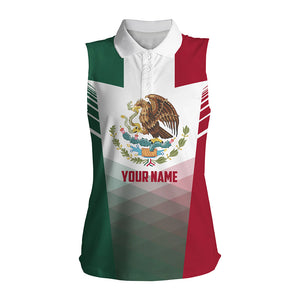 Mexican Flag Womens sleeveless polo shirts custom Mexico golf outfit women, unique ladies golf apparel NQS7356