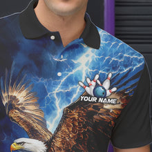 Load image into Gallery viewer, Custom Blue Lightning Thunder storm Eagle Men Bowling Shirts, Bowling Team Jerseys Outfits NQS9765