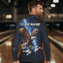 Load image into Gallery viewer, Custom Blue Lightning Thunder storm Eagle Men Bowling Shirts, Bowling Team Jerseys Outfits NQS9765
