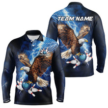 Load image into Gallery viewer, Custom Blue Lightning Thunder storm Eagle Men Bowling Shirts, Bowling Team Jerseys Outfits NQS9765