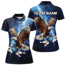 Load image into Gallery viewer, Custom Blue Lightning Thunder storm Eagle Women Bowling Shirts, Bowling Team Jerseys Outfits NQS9765