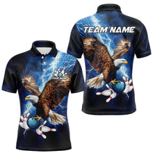 Load image into Gallery viewer, Custom Blue Lightning Thunder storm Eagle Men Bowling Shirts, Bowling Team Jerseys Outfits NQS9765