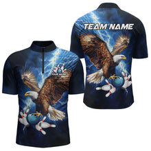 Load image into Gallery viewer, Custom Blue Lightning Thunder storm Eagle Men Bowling Shirts, Bowling Team Jerseys Outfits NQS9765
