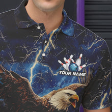 Load image into Gallery viewer, Custom Eagle Bowling Shirts For men Blue Lightning Thunder storm, Bowling Team Jerseys NQS9766