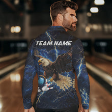 Load image into Gallery viewer, Custom Eagle Bowling Shirts For men Blue Lightning Thunder storm, Bowling Team Jerseys NQS9766