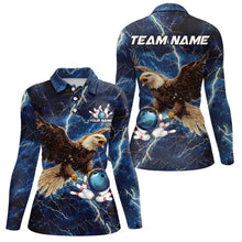 Load image into Gallery viewer, Custom Eagle Bowling Shirts For Women Blue Lightning Thunder storm, Bowling Team Jerseys NQS9766
