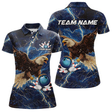 Load image into Gallery viewer, Custom Eagle Bowling Shirts For Women Blue Lightning Thunder storm, Bowling Team Jerseys NQS9766