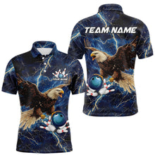 Load image into Gallery viewer, Custom Eagle Bowling Shirts For men Blue Lightning Thunder storm, Bowling Team Jerseys NQS9766