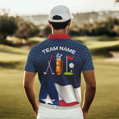 Texas Flag Golf Polo Shirts For Men Custom Team Name golf tops for mens, patriotic golf gifts NQS9769