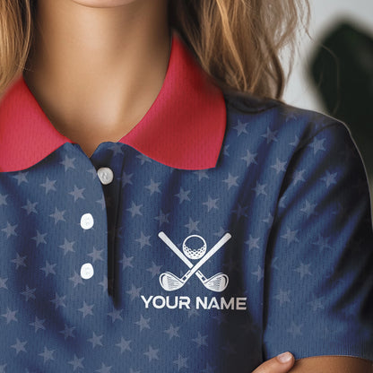 Texas Flag Golf Polo Shirts For Women Custom Team Name ladies golf tops, patriotic golf gifts NQS9769